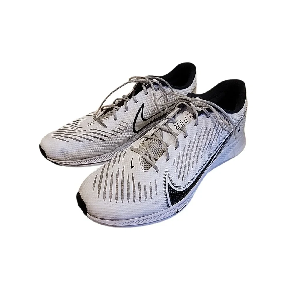 Men Nike Vapor Edge Football Turf Shoe Cleat White Black CD0086-100 Size 14.5